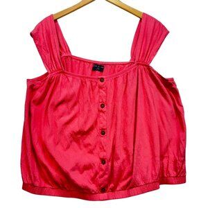 Lane Bryant Womens Button-Down Sleeveless Top Size 26/28 Coral Pink